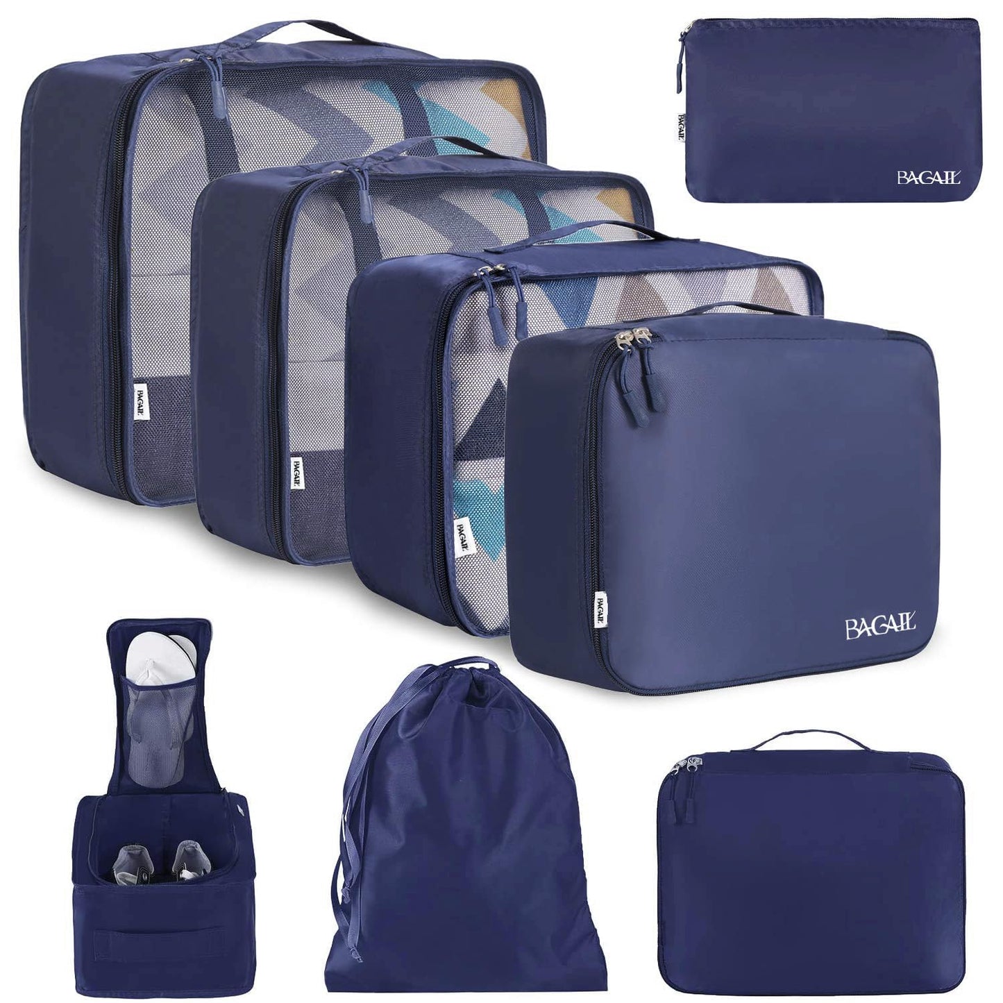 BAGAIL 8 Set Packing Cubes Luggage Packing Organizers for Travel Accessories-Cream