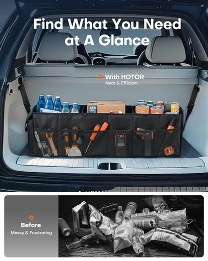 HOTOR Trunk Organizer - Foldable Car Organizer for SUVs & Sedans Storage