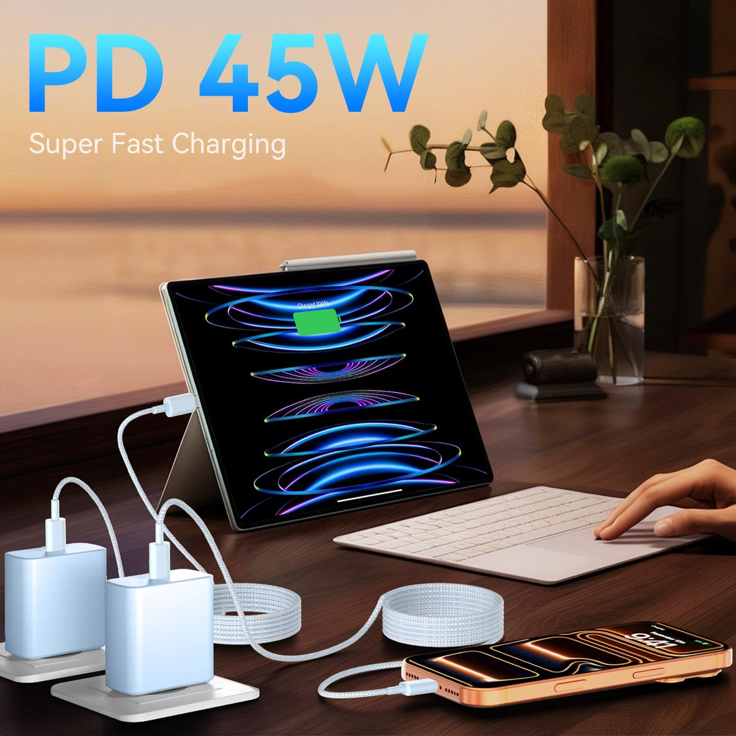 Phone 17 16 Pro Max Charger Fast Charging, 45W Super Fast USB C Charger Block with 10FT Long Charging Cord Cable for 17 16 Pro Max/17 16/16 Plus,15 Pro Max/15 Pro/15, Android Phone-Black