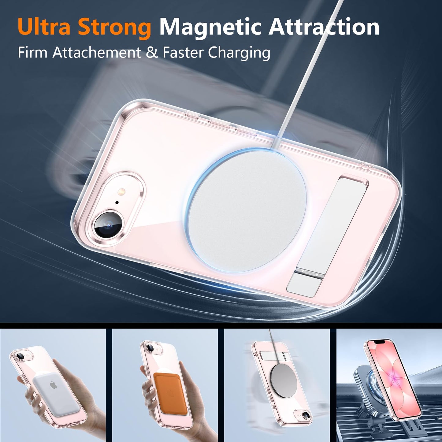 SPIDERCASE Magnetic for iPhone 17 Pro Max Case,with Kickstand,Clear