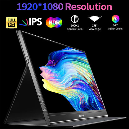 MNN 15.6" FHD 60Hz Portable Monitor USB-C HDMI IPS HDR Gaming Laptop