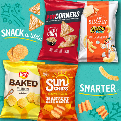 SunChips 100% Whole Grain Chips, Variety Pack, 1 oz Bags, Pack of 40, No Artificial Flavors, Colors