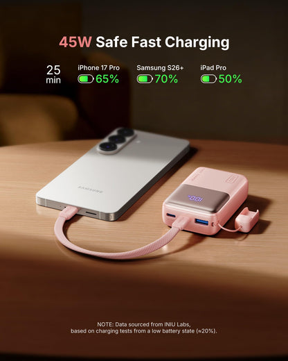 INIU Portable Charger, Ultra Mini 10000mAh 45W Fast Charging Power Bank