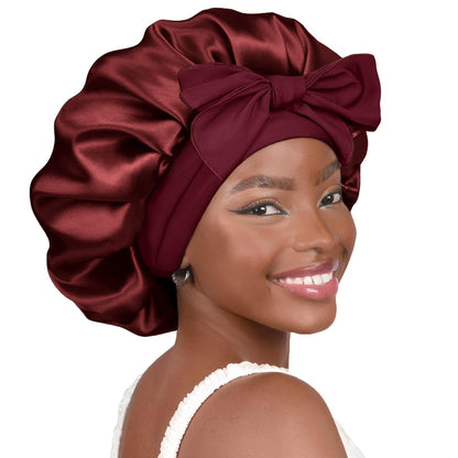 YANIBEST Adjustable Silk Bonnet for Sleeping Women Double Layer Satin Bonnet Reduce Friction Prevent Frizz Curly Hair