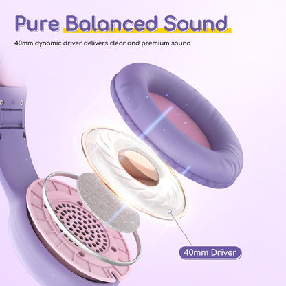 EarFun K1 Kids Headphones Wired with Mic, Volume Limit Headphones for Kids