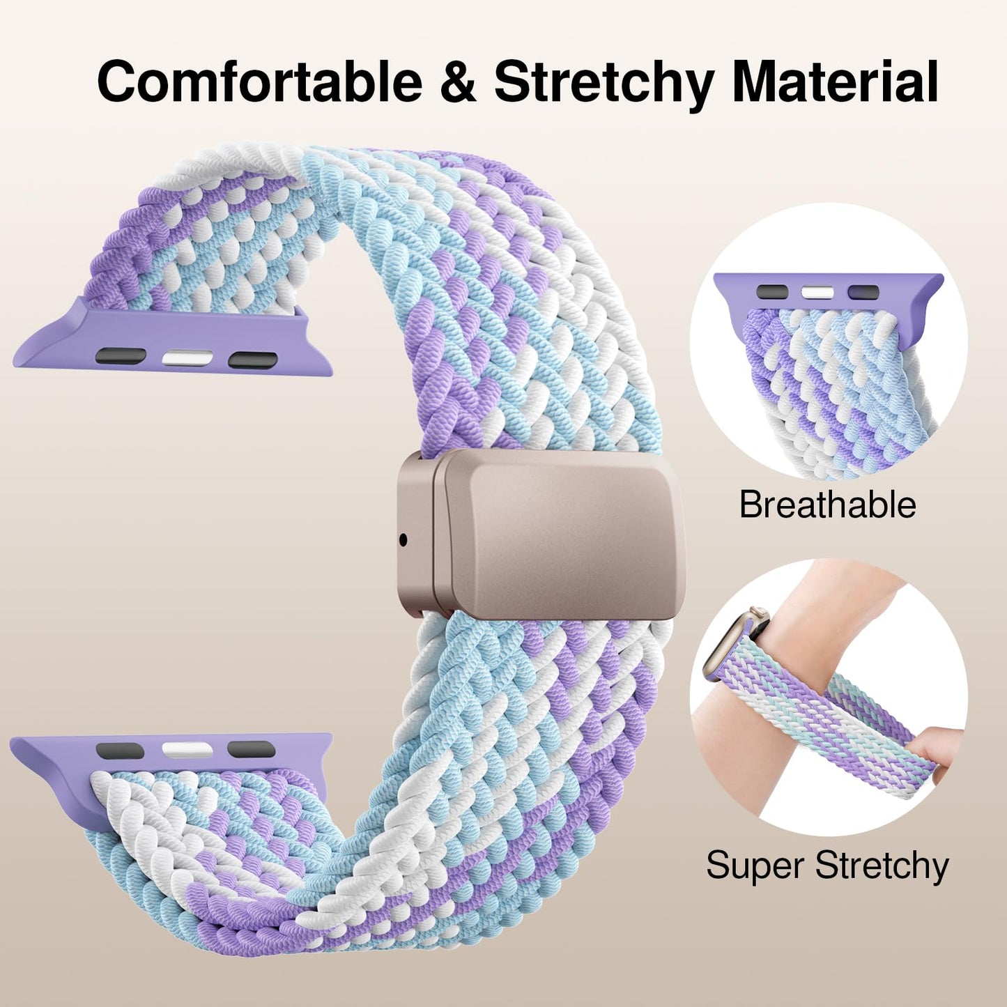 Braided Stretchy Magnetic Band Compatible with Apple Watch Bands Women Men