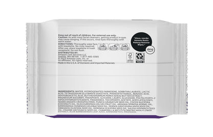 Amazon Basics Makeup Remover Wipes, Fragrance-Free, Alcohol-Free, Gentle Cleansing, Plant-Based, Dermatologist Tested, Removes Waterproof Mascara, Resealable, 25 Count, 1-Pack