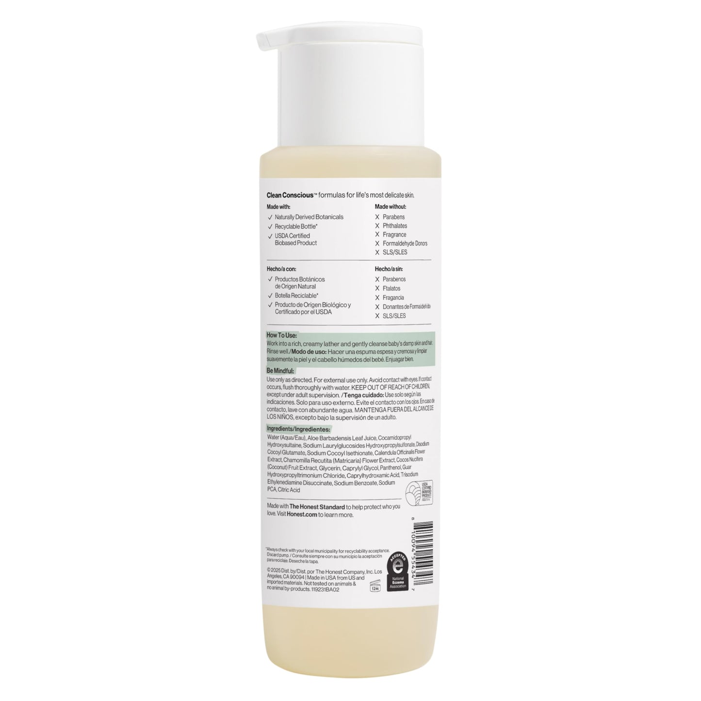 The Honest Company Shampoo & Body Wash, Tear-Free, Fragrance-Free, 10 fl oz