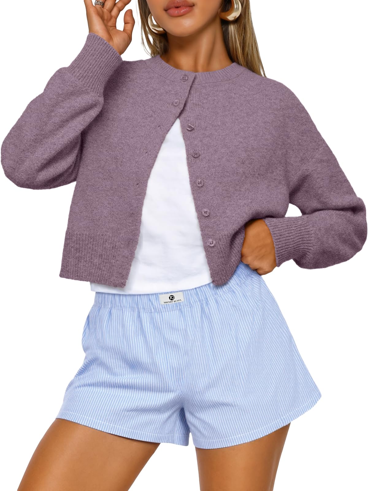 Trendy Queen Cropped Cardigan Sweaters for Women Fall Fashion Clothes 2026