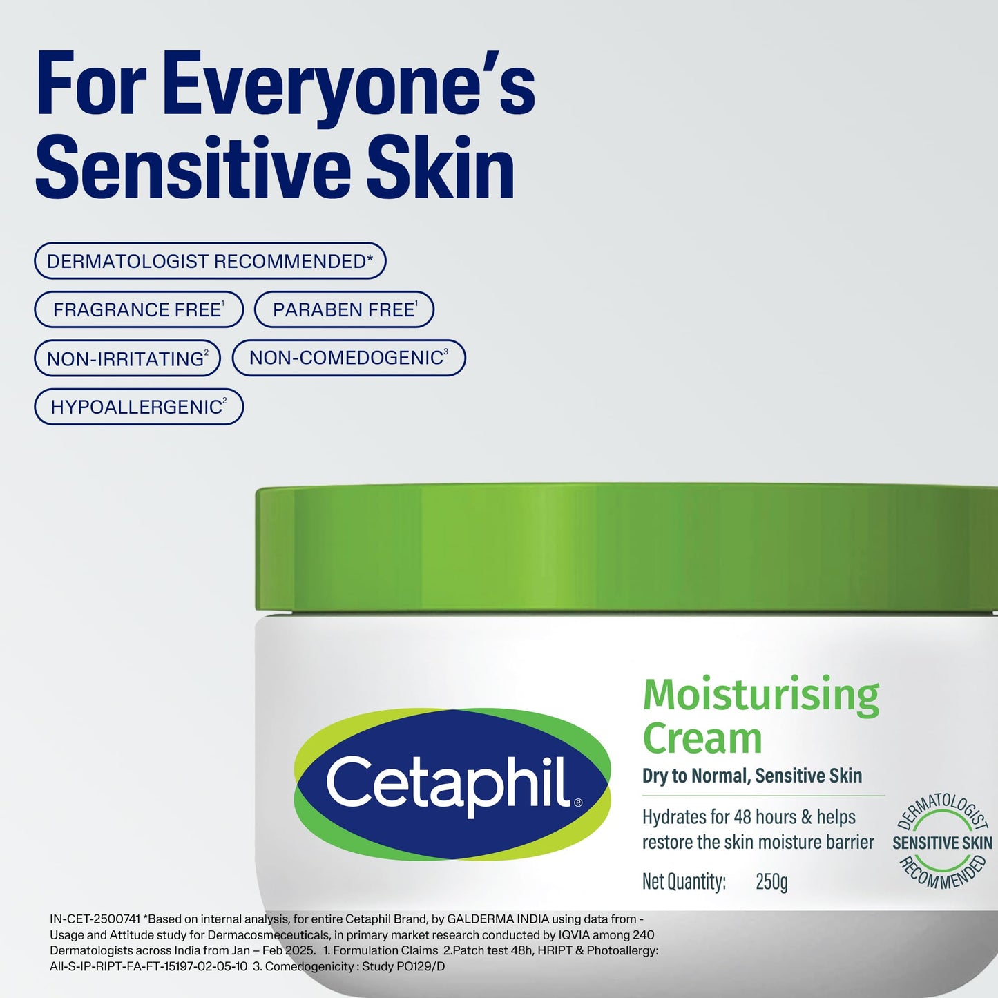 Cetaphil Moisturizing Cream Sensitive Skin, Fragrance Free, 3oz, 3ct