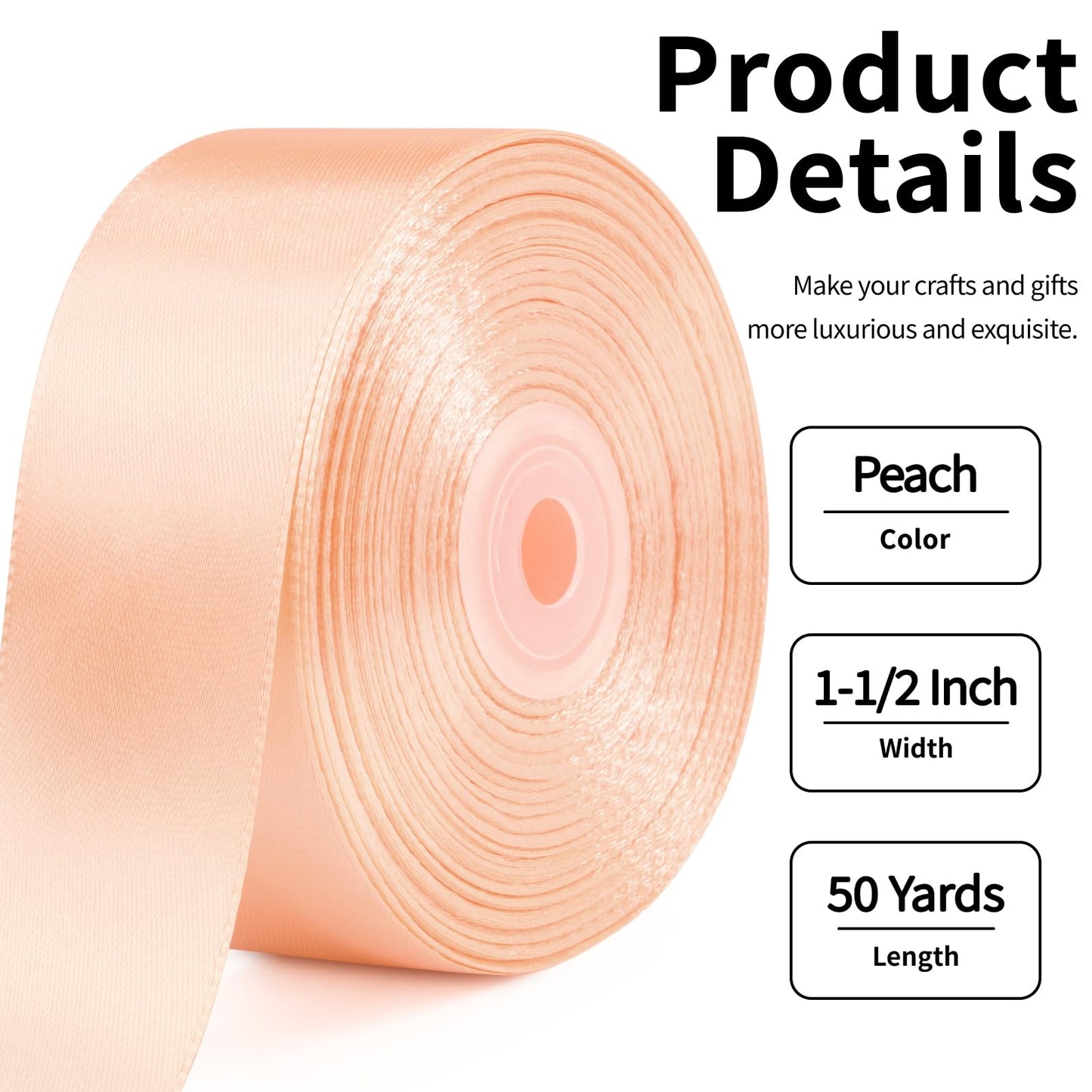 Mauproy Dusty Rose Satin Ribbon, 1-1/2 Inch, 50 Yards