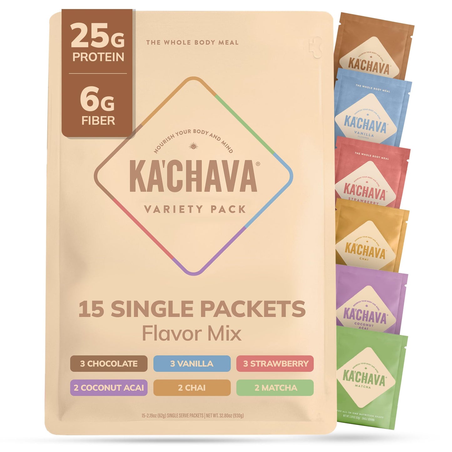 Ka’Chava Whole Body Meal Shake Chai 2 lb – Vegan Protein Powder with 85+ Superfoods & Greens – Plant-Based Meal Replacement with Probiotics & Digestive Enzymes – Gluten & Dairy Free (15 Servings)