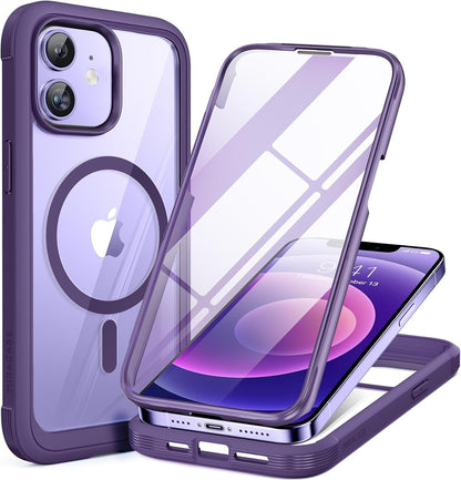 miracase for iPhone 17e Case & iPhone 16e Case, Full-Body Phone with Built-in Glass Screen Protector, [Magnetic with MagSafe] Military Drop Proof 17 E/ 16 E Cover Bumper 6.1 inch, Black