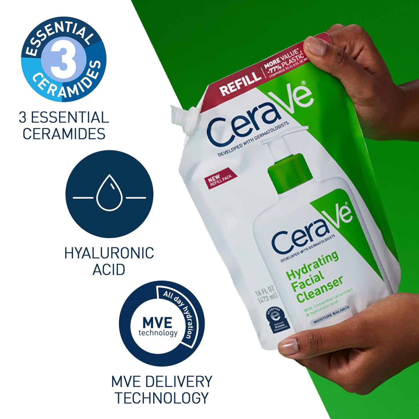 CeraVe Hydrating Cleanser with Hyaluronic Acid, Face Wash for Dry Skin,16oz