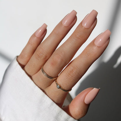Glamnetic Press On Nails - Short Almond, Glossy Fake Nails 24 Pc Full Kit