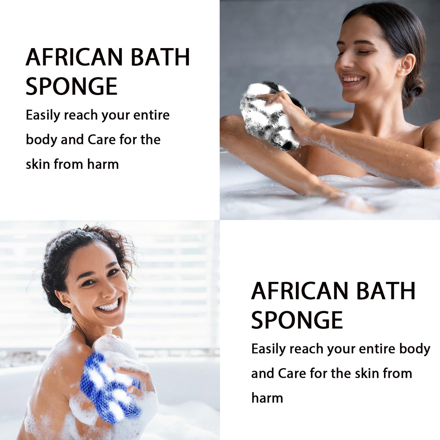 UJFQBH African Net Sponge Authenti, Exfoliating Body Scrubber for Back and Hard to Reach Areas, Gentle Daily Exfoliation for Deep Cleansing, Quick Drying Shower Essential, Aqua Grey 3 Pack