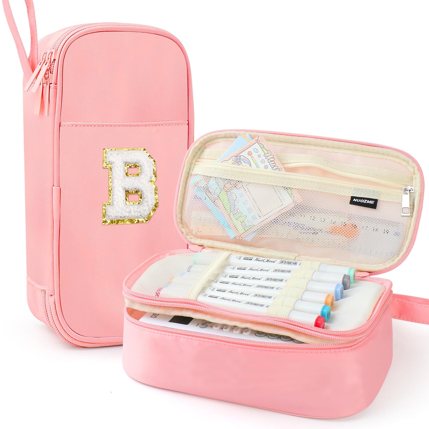 Cute Large Pencil Case Pouch,Personalized Initial Pencil Bag for Girls Boy
