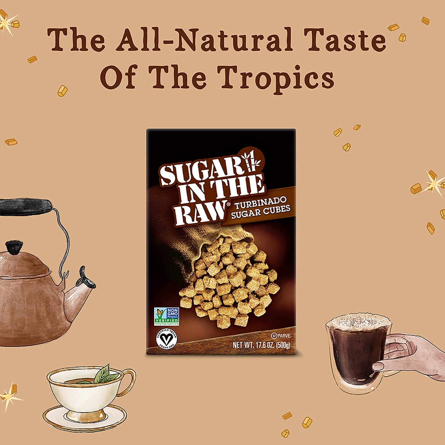 In The Raw Granulated Turbinado Cane Sugar, 2 lb Box, Pure, All-Natural Turbinado Sugar, Non-GMO Project Verified, Kosher, Vegan and Gluten Free (Pack of 12)
