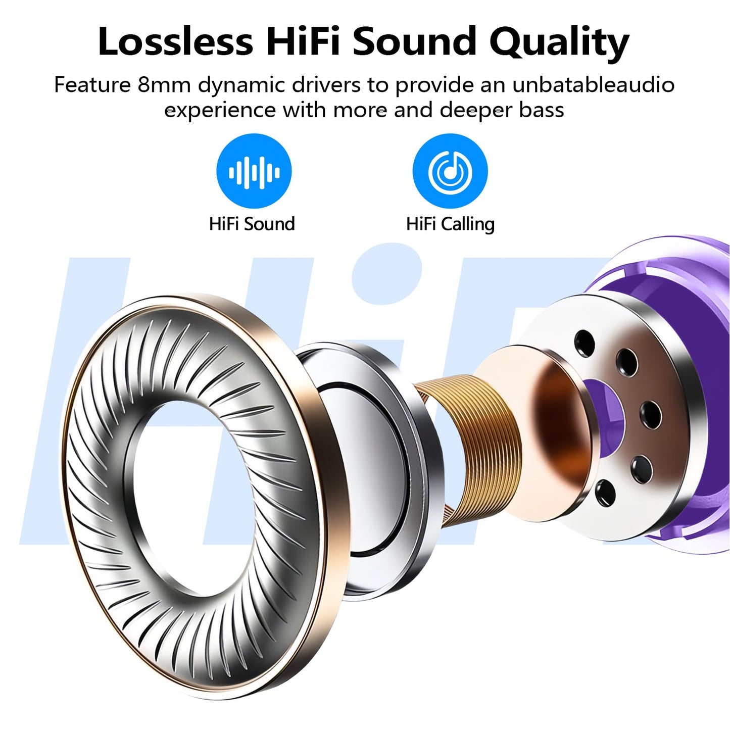 kurdene Wireless Earbuds Bluetooth 5.3 in Ear Buds Light Weight Headphones,Deep Bass Sound,Built in Mics Headset,Clear Calls Earphones for Sports Workout Glossy Black