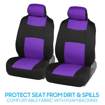 BDK PolyPro Car Seat Covers Full Set in Solid Black, Front and Rear Split Bench Seat Covers for Cars, Easy to Install Car Seats Cover Set and Accessories for Auto Trucks Van SUV - Solid Black