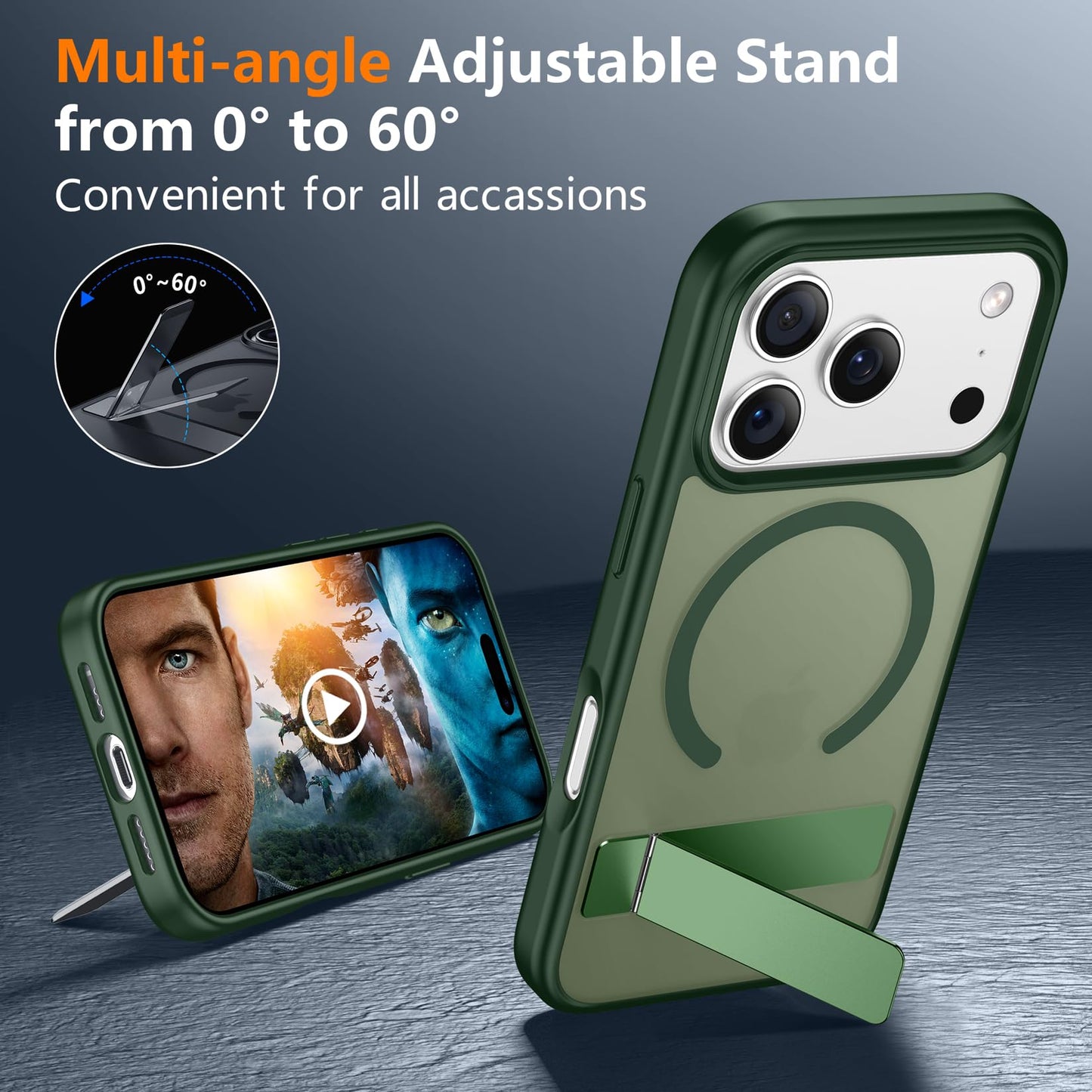 SPIDERCASE Magnetic for iPhone 17 Pro Max Case,with Kickstand,Clear