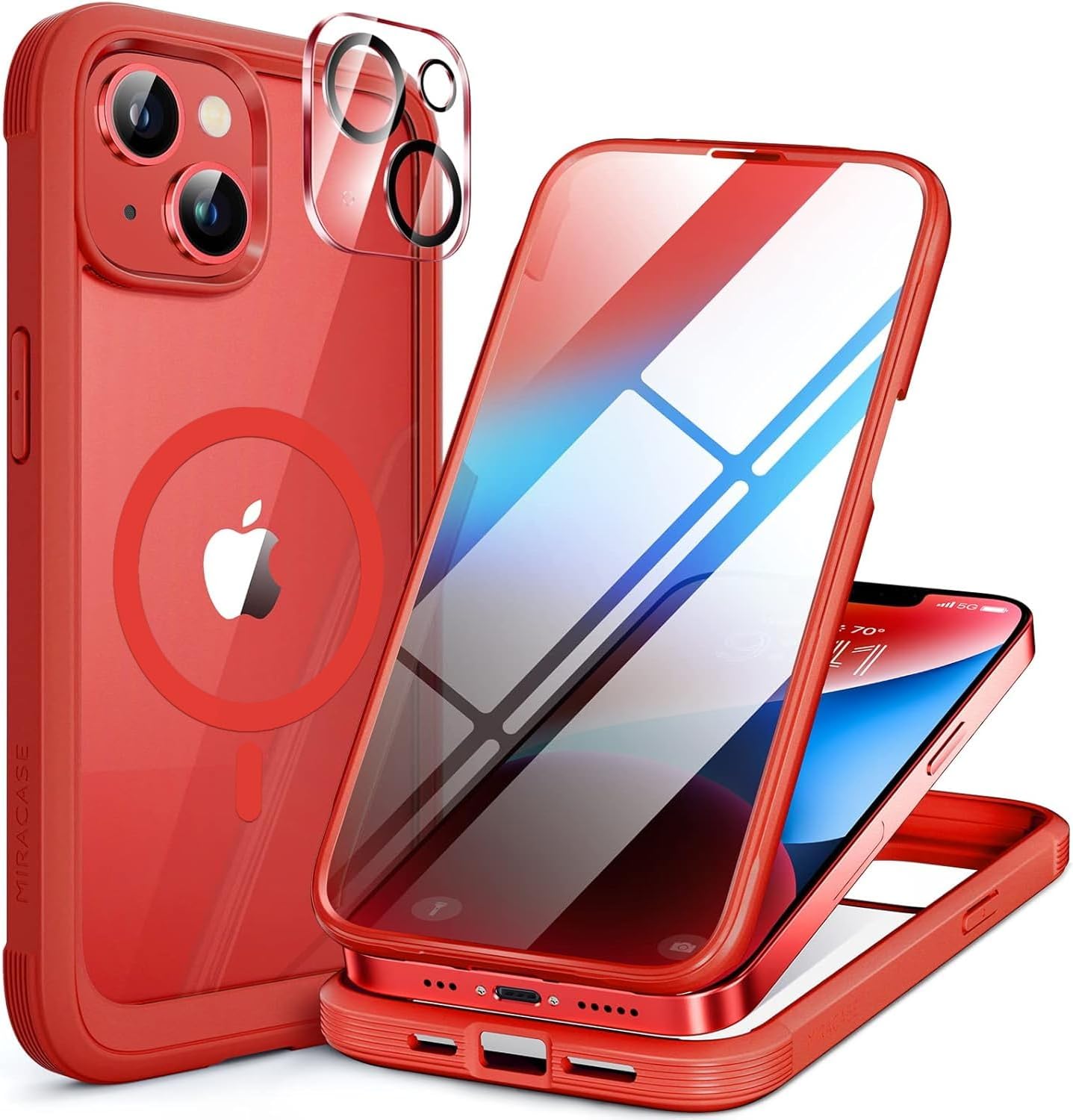 miracase for iPhone 17e Case & iPhone 16e Case, Full-Body Phone with Built-in Glass Screen Protector, [Magnetic with MagSafe] Military Drop Proof 17 E/ 16 E Cover Bumper 6.1 inch, Black
