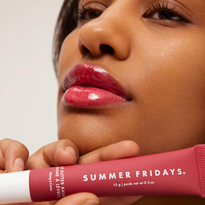 Summer Fridays Lip Butter Balm - Moisturizing Lip Gloss for Instant Shine + Sheer Color - With Nourishing Shea Butter - Everyday Makeup + Skin Care Summer Essentials - Vegan - Pink Sugar (.5 Oz)