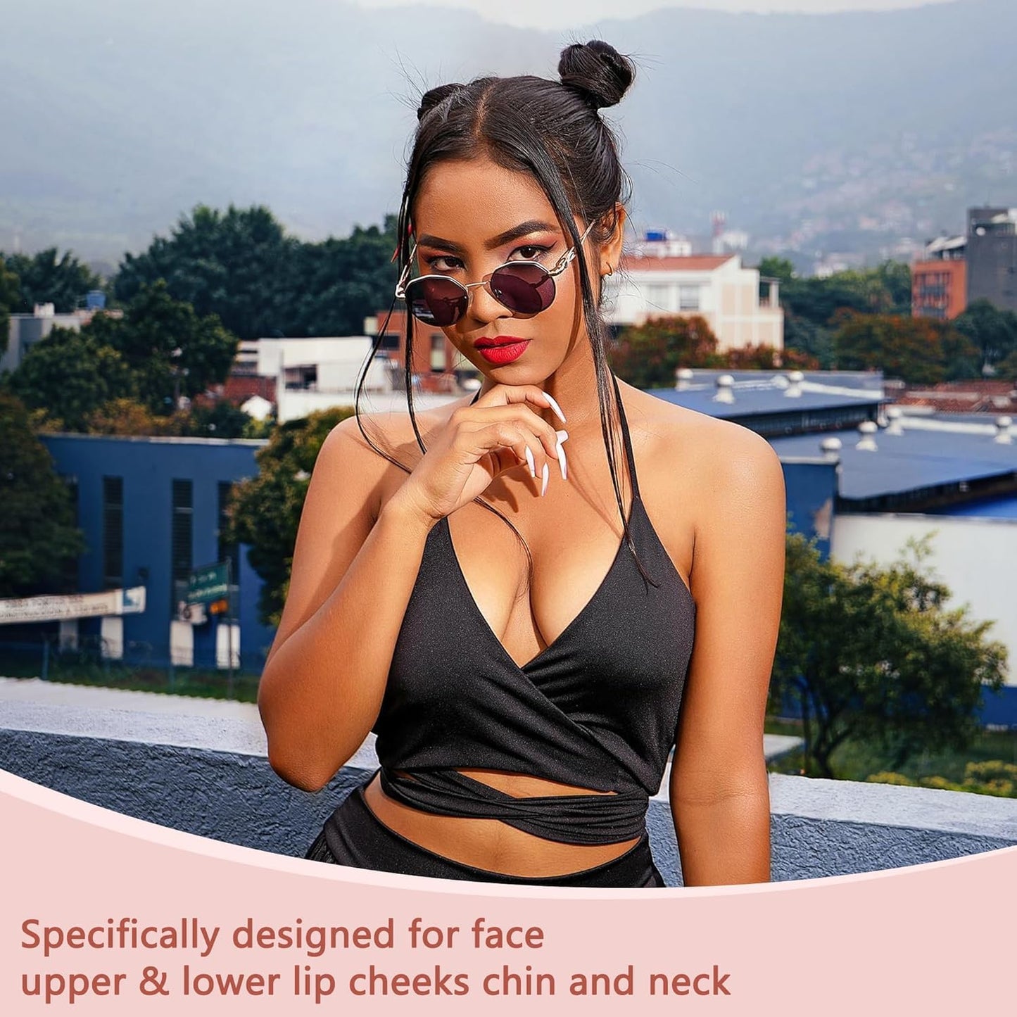 Facial Hair Remover for Women - as Seen on TV Painless Face Shaver - Electric Hair Removal Device for Face Lips Peach Fuzz with Light (White)