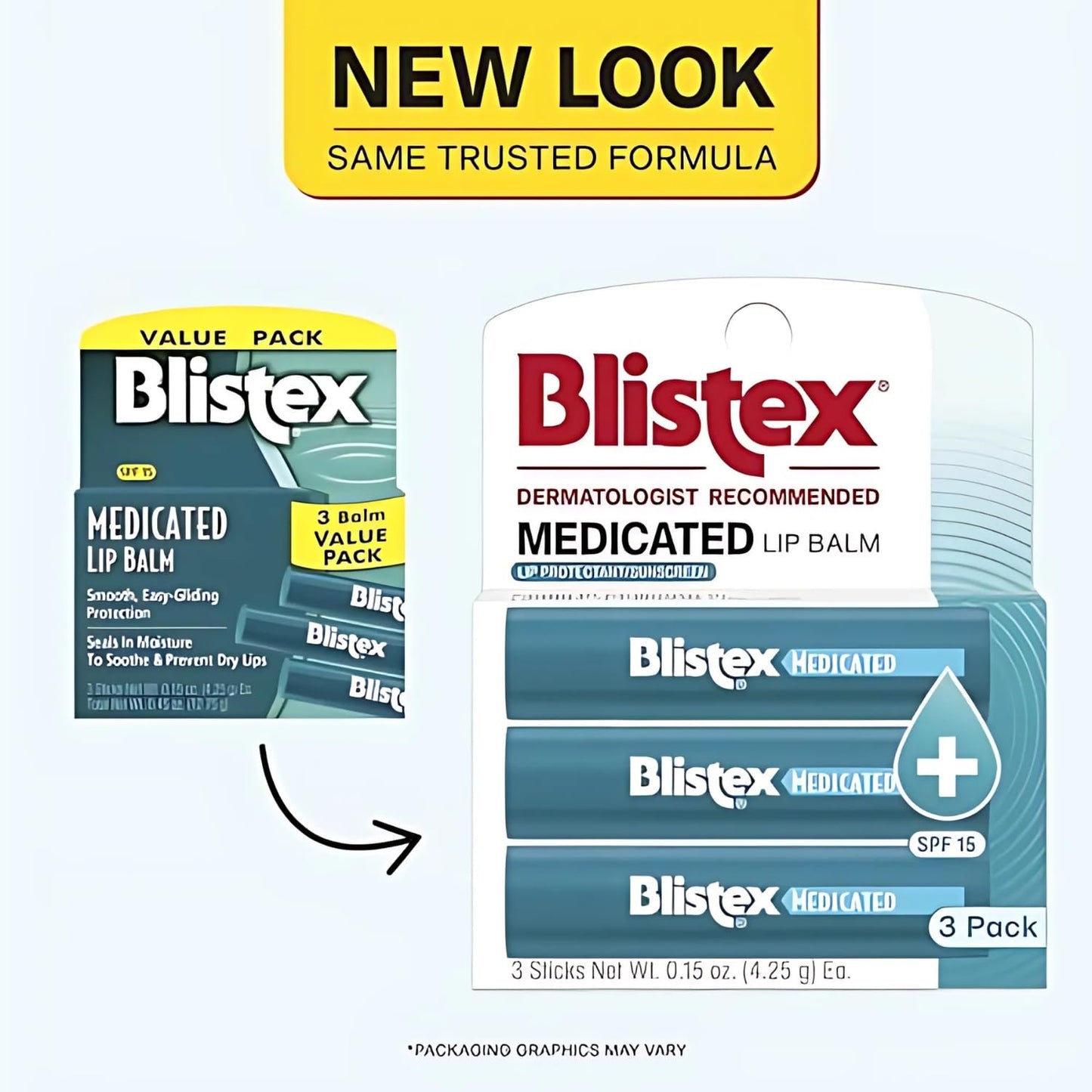 Blistex Medicated Lip Balm SPF 15, 24 Hr Moisture, 0.15 oz, 3 Count