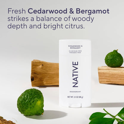 Native Aluminum Free Deodorant, Ocean & Timber, Large Size Stick, 72 Hour Odor Control, for Women & Men, Contains Naturally Derived Ingredients, 3.1 oz