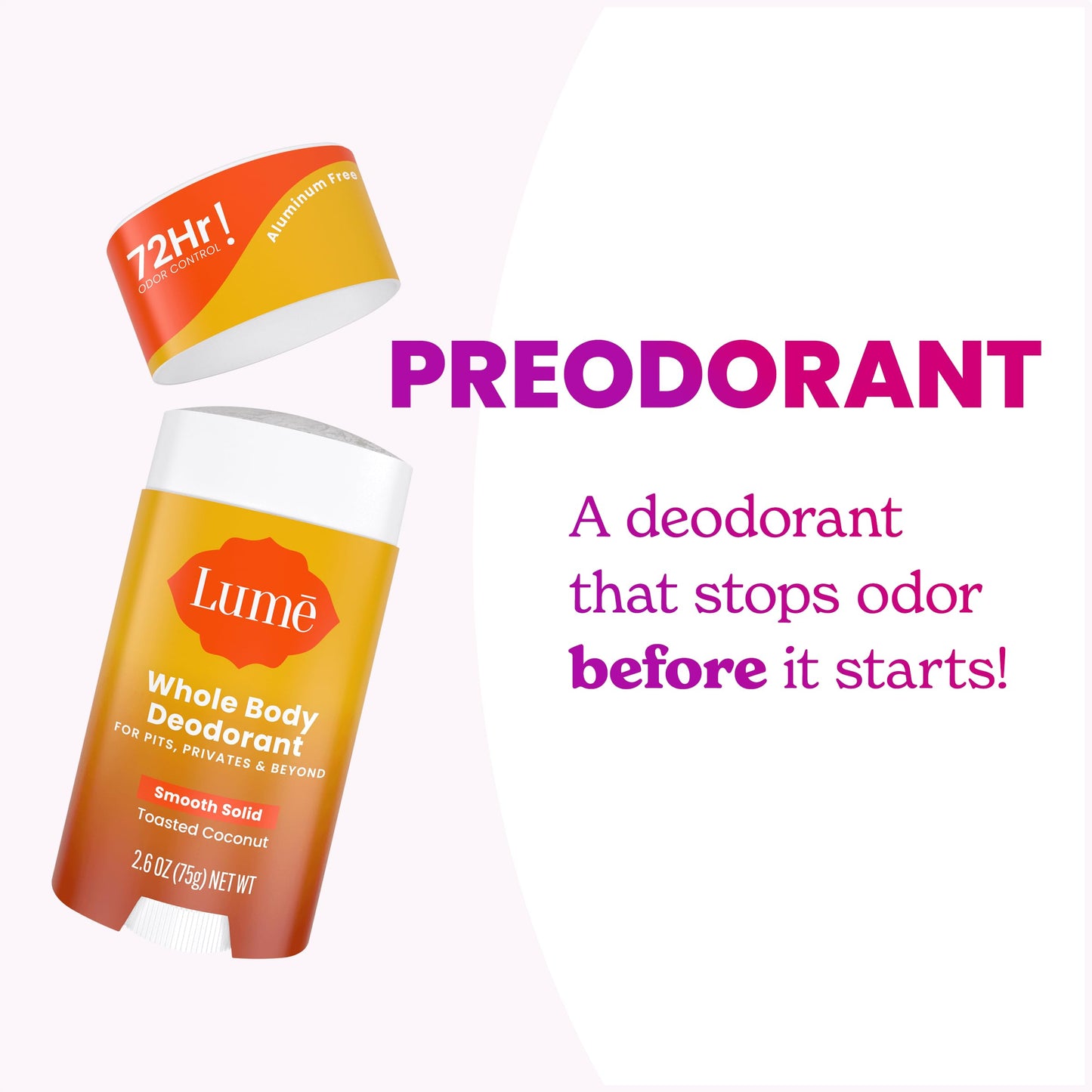 Lume Whole Body Deodorant - Solid Stick - 2.6 oz, 2 pk (Soft Powder)