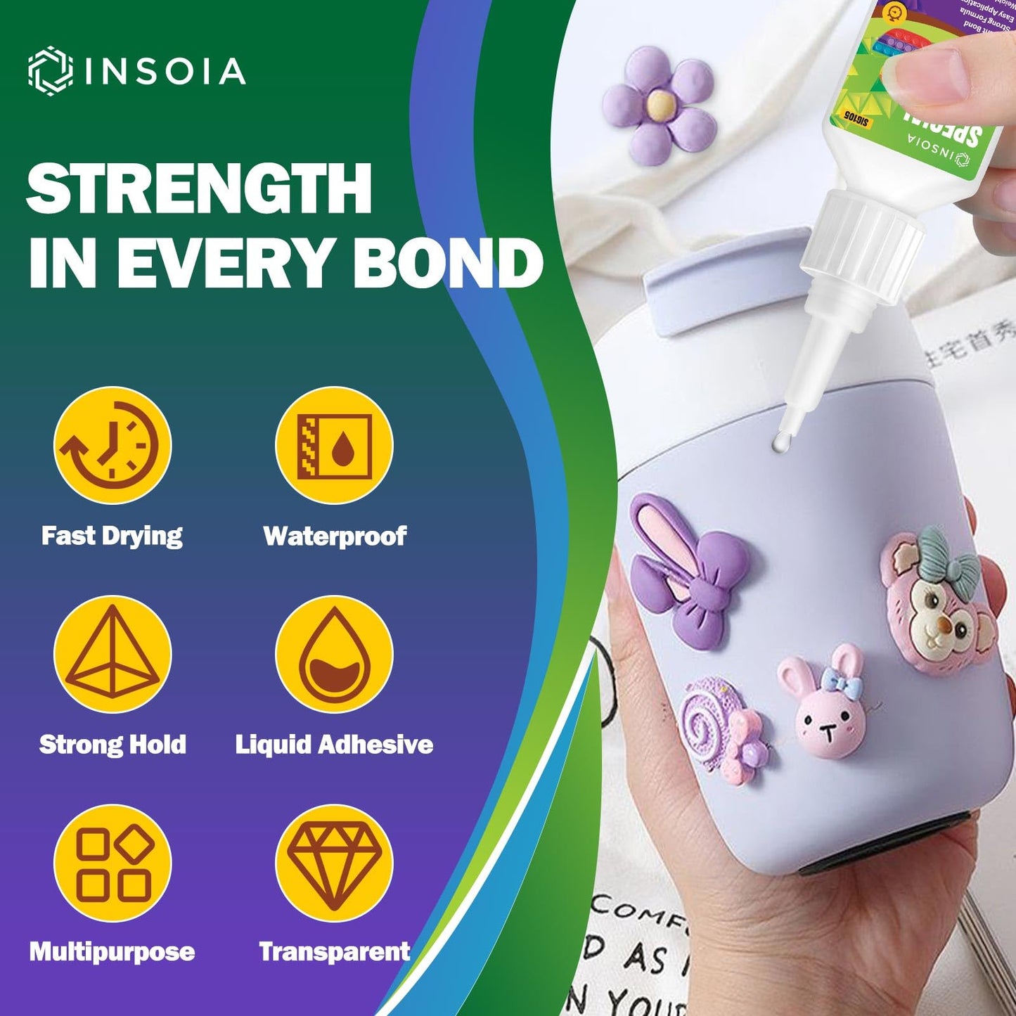 INSOIA Super Medium CA Glue, 20g, Strong Bond, with Precision Tips