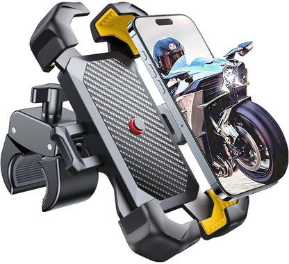 JOYROOM Motorcycle Phone Mount, [1s Auto Lock][100mph Military Anti-Shake] Bike Phone Holder for Bicycle, [10s Quick Install] Handlebar Phone Mount, Compatible with iPhone, Samsung, All Cell Phone