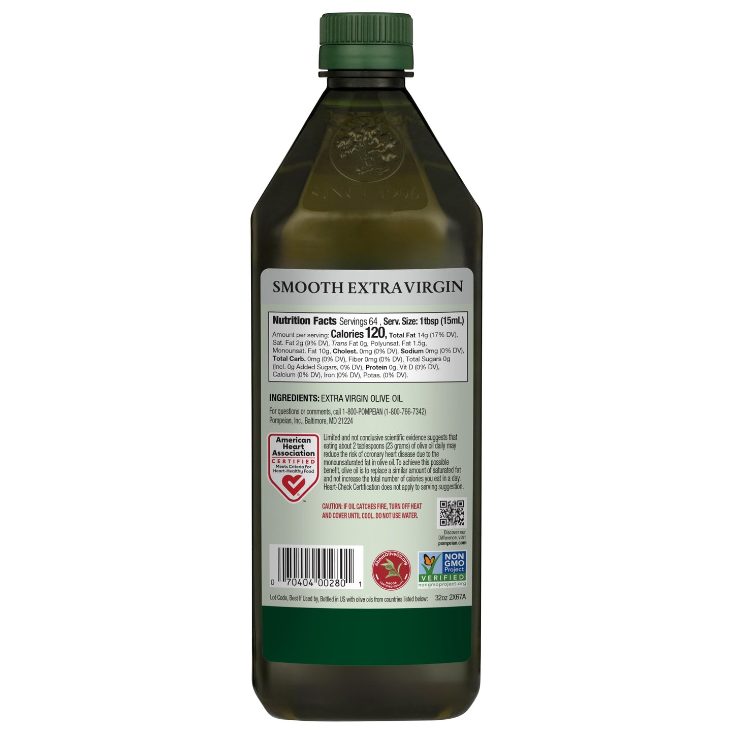 Pompeian Smooth Extra Virgin Olive Oil - 68 fl oz (2 L)