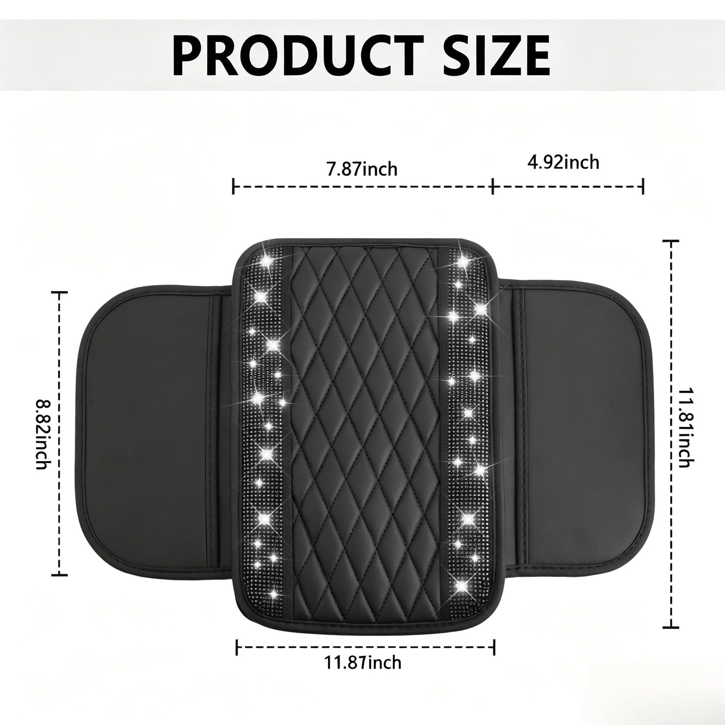 Stacool Upgraded Car Center Console Cover,Microfiber Leather Car Armrest Cover Cushion with 2 Storage Bags,Universal Car Armrest Storage Box (Black)
