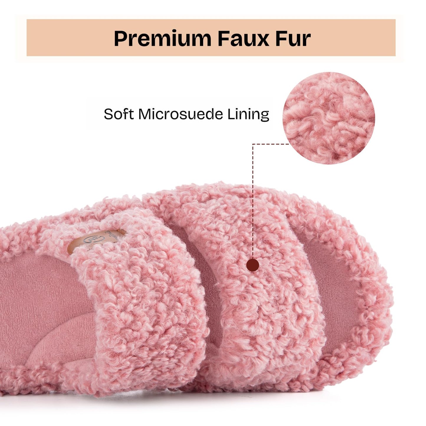 EverFoams Womens Fuzzy Open-toe Slippers Memory Foam Indoor House Shoes