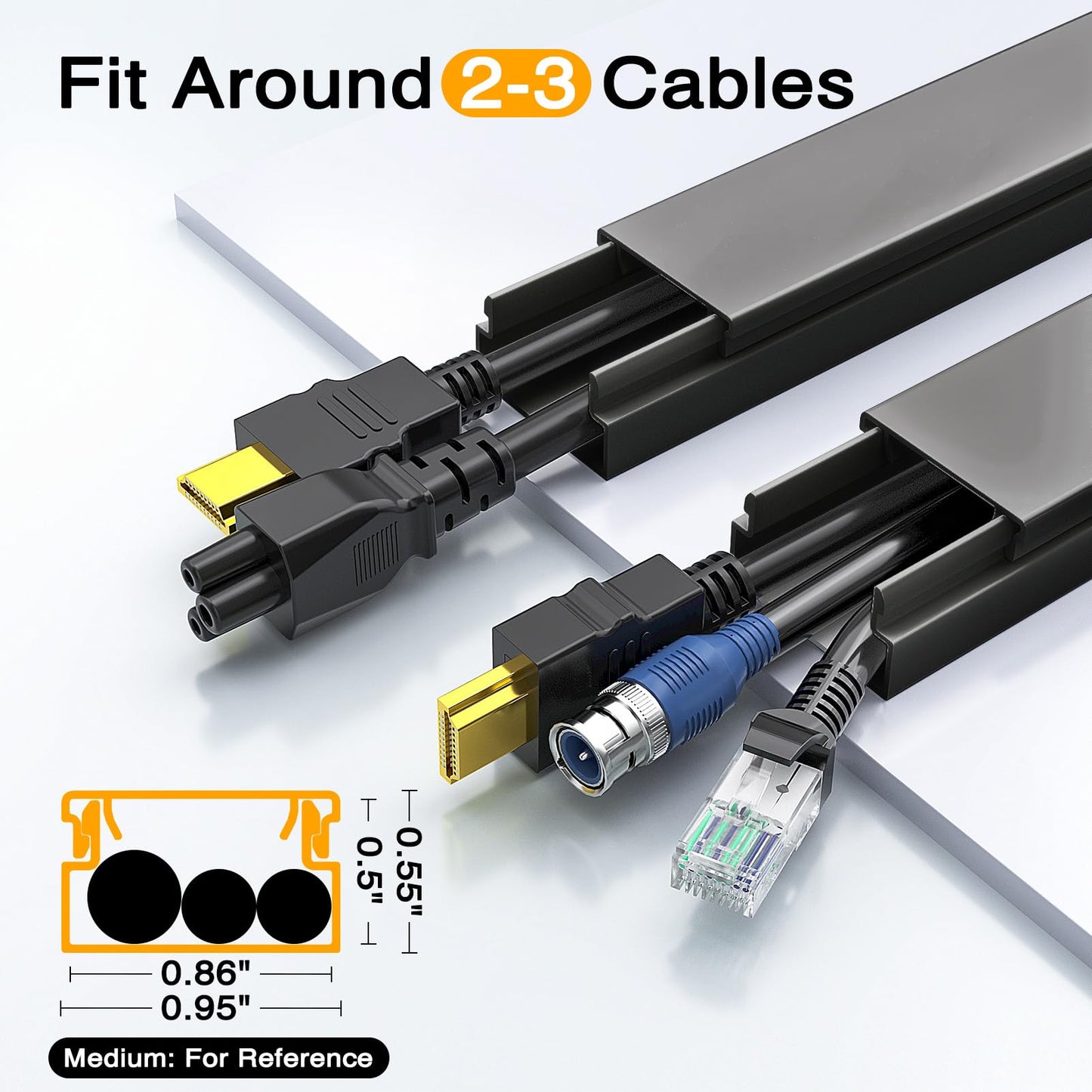 Wire Hider, 157in Delamu Cord Hider Wall, Paintable Wire Covers for Cords, TV Cable Hider Wall Kit, Cable Covers Raceway, Cable Management Hide TV Cords for Wall Mount TV, 10XL15.7 W0.95 H0.55in Brown