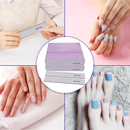 Nail Files (12 Pack), 100/180 Grit Emery Boards Nail File for Natural Nails and Acrylic Nails, Double Sided Emory Boards limas para unas acrilicas Profesional Fingernail Filer Reusable Manicure Gray