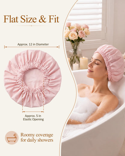 Edoneery Shower Caps for Women Reusable Waterproof, Shower Hair Cap