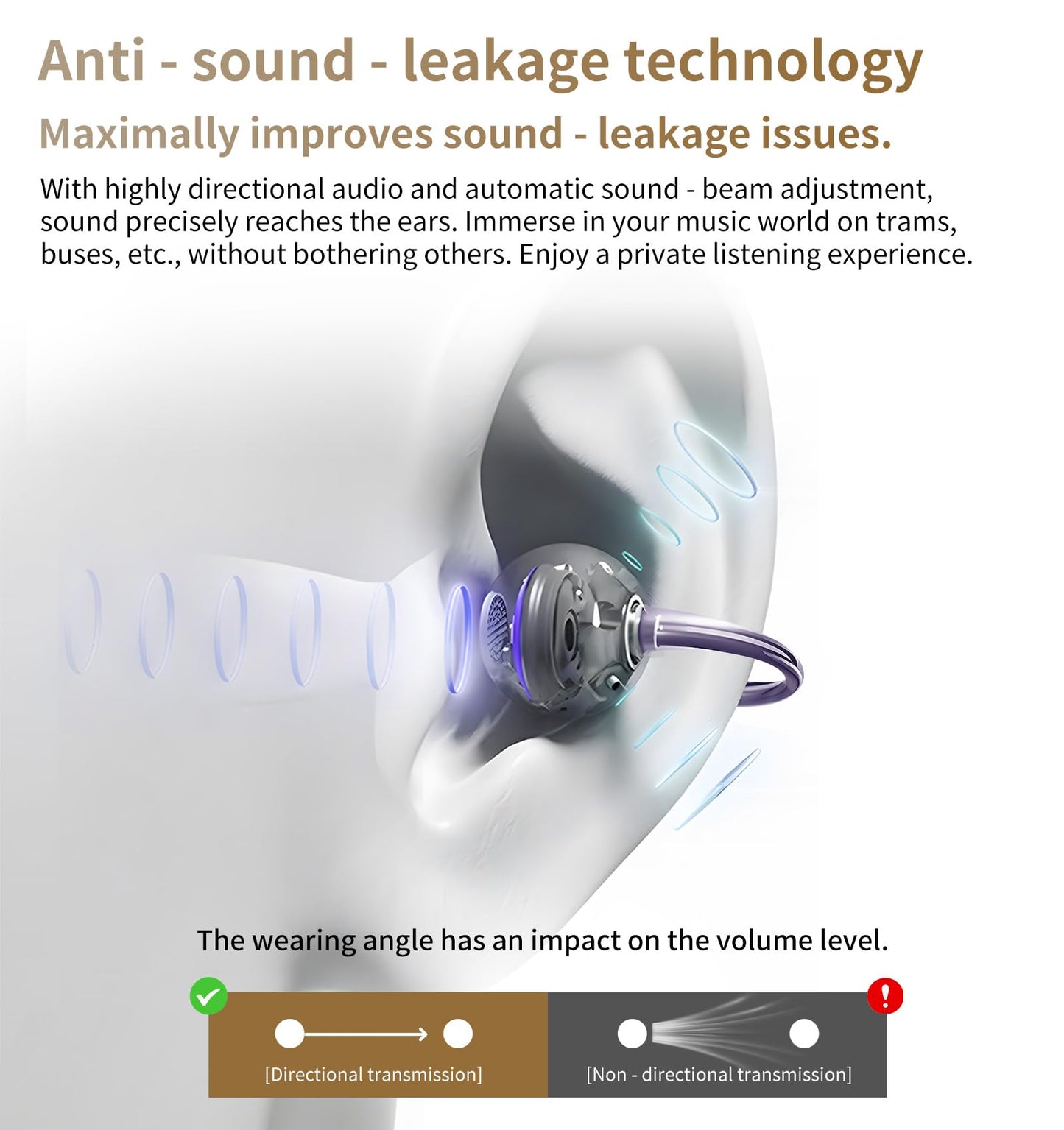 King Lucky Clip-On Earbuds Gen 3, Open-Ear Wireless Bluetooth 6.0 Headphones with Mic, Secure Fit for Small Ears & Glasses Wearers, 50H Playtime, ENC, IPX5 Waterproof Sport Ear Buds (Purple)