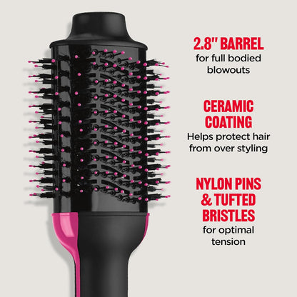 REVLON One-Step Volumizer Hair Dryer and Styler, 2.8 in Barrel, Black
