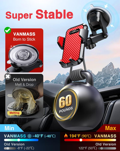 VANMASS【85+LBS Strongest Suction & Military-Grade Ultimate Car Phone Mount