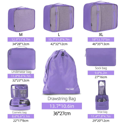 BAGAIL 8 Set Packing Cubes Luggage Packing Organizers for Travel Accessories-Cream