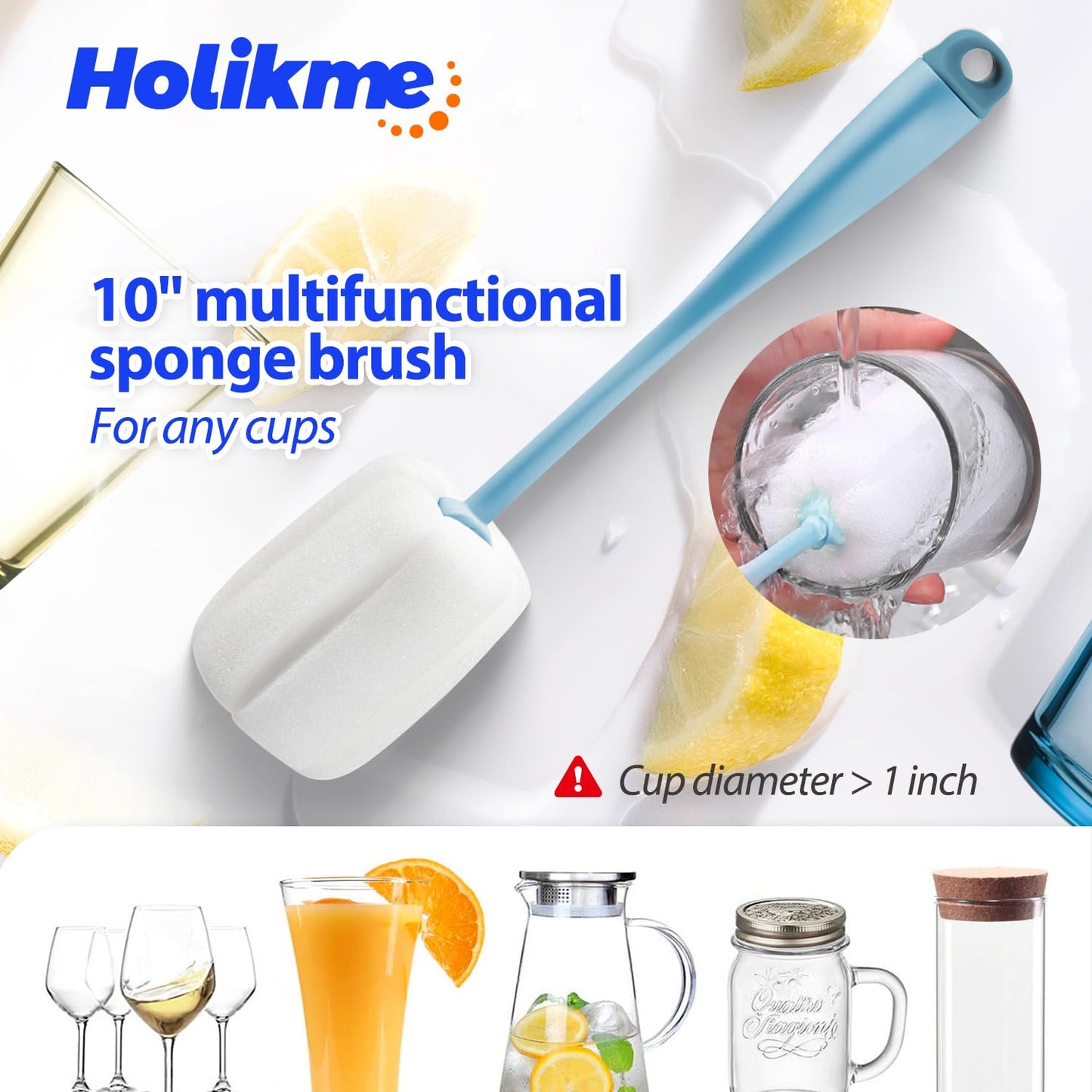 Holikme Bottle Brush Tube Cleaning Lab Set with Long Handle,White