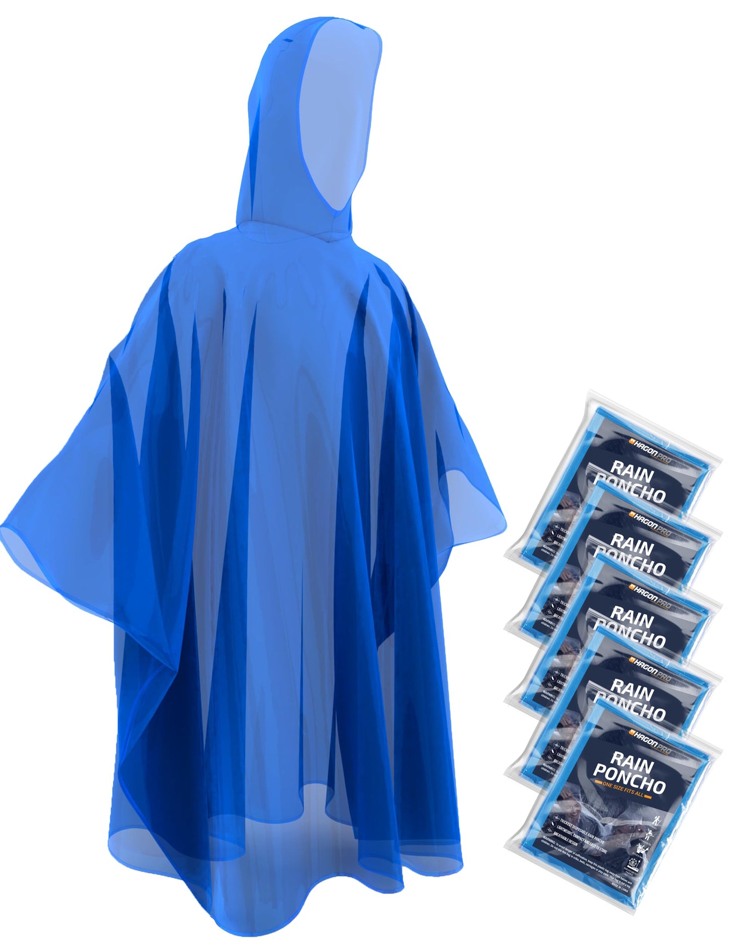 Hagon PRO Disposable Rain Ponchos for Adults (5 Pack)