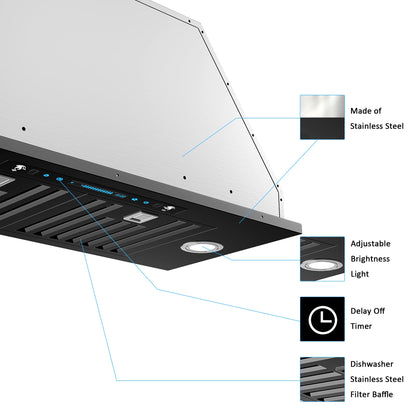 IKTCH 30 inch Insert Range Hood 900 CFM, Ducted/Ductless Vent Hood