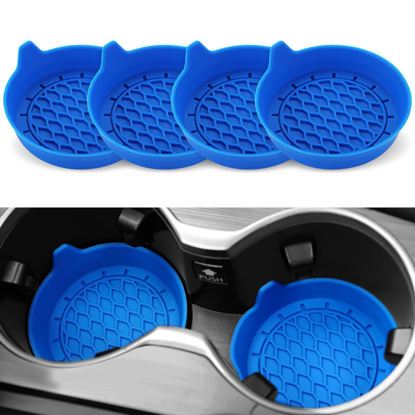 SINGARO Car Cup Holder Coaster, Silicone Cup Holder Insert, Universal Non-Slip Cup Holders, Car Accessories Interior for Women and Man Interior Sets 4 Pack Black