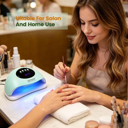 JODSONE U V LED Nail Lamp with Base Coat Top Coat Set, Nail Dryer for Gel Polish for Nails with Automatic Sensor & 4 Timers