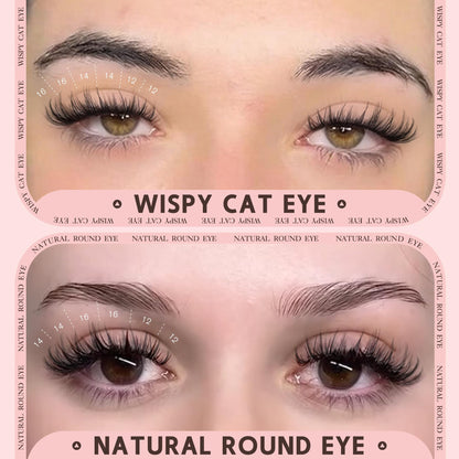 Goddvenus Brown Wispy Eye Lash Clusters Kit Natural Cluster Eyelash Extensions Kit False Eyelash Clusters Fluffy DIY Individual Lash Extensions Kit C Curl