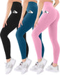 Blisset 3 Pack High Waisted Leggings for Women with Pockets Soft Active Compression Pants for Yoga Running & Daily Wear